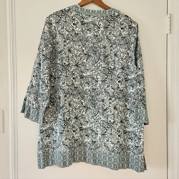 Sigrid Olsen Womens Tunic top XL Linen Floral Boho Beach Resort Lightweight - Picture 4 of 8